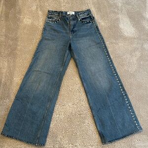 Reformation Cary high rise studded wide leg Jean in size 25